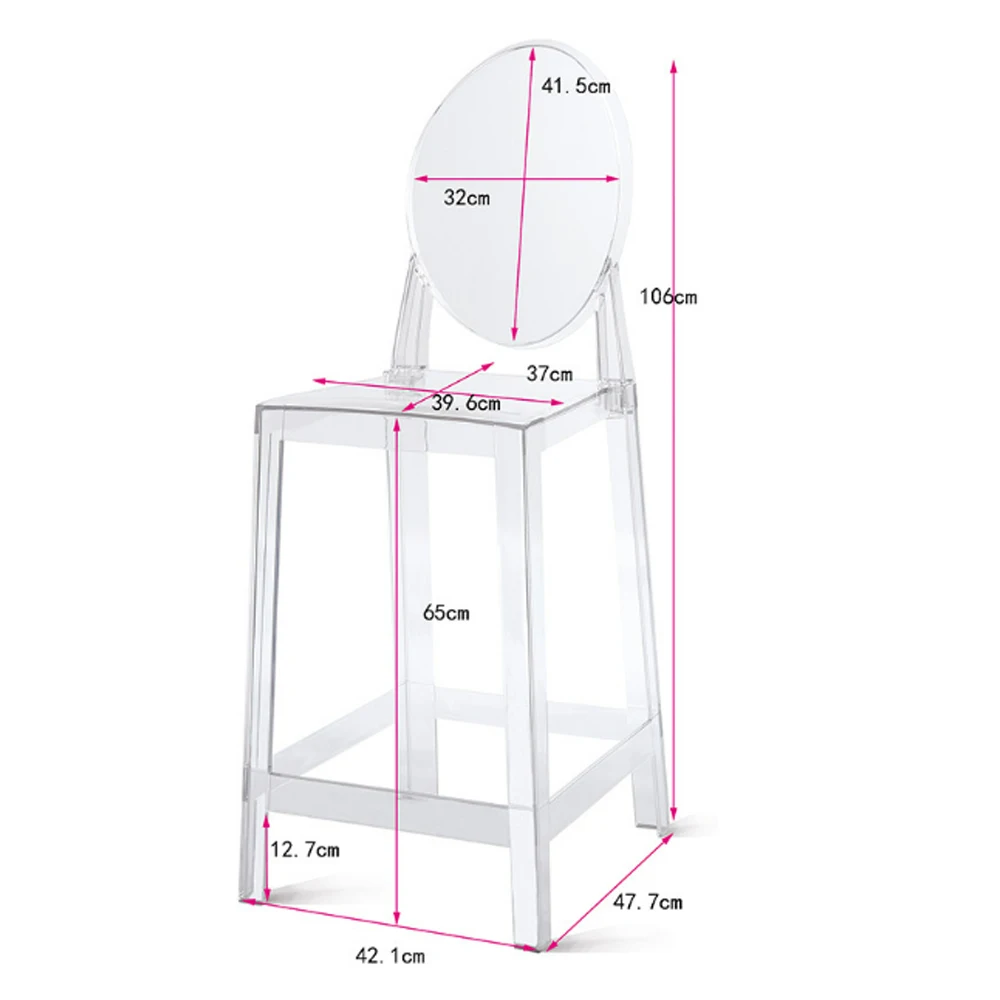 Luxury Dining Banquet Party Transparent Clear Acrylic Plastic High Stool Ghost Bar Chairs for Event