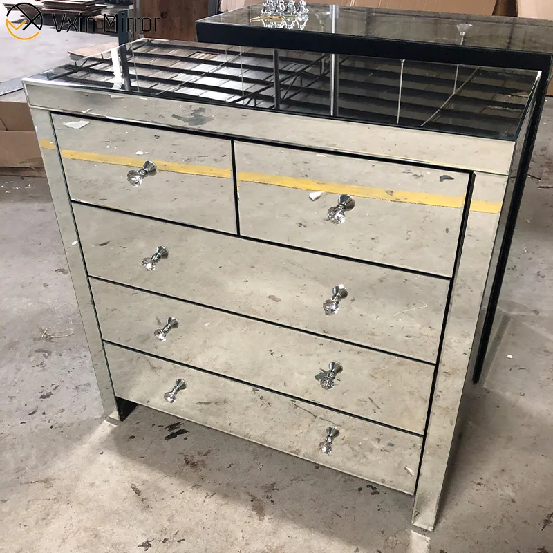 
 Зеркальный Серебряный комод ящиков прихожей Кабинета витрина мебель для спальни WXF-802  