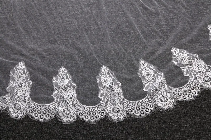 Morili  Luxury long starfish lace 2 layers Ivory  width 300cm * 350cm length cathedral wedding veil  for bride with comb MPB24