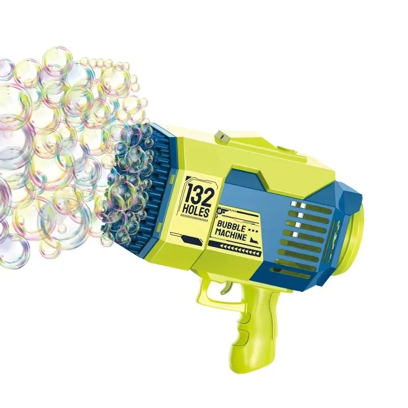 132 Hole Electric Bazooka Bubble Gun Large Handheld Bubble Gun Toy with Light Plastic Color Box Unisex 24 PCS CN