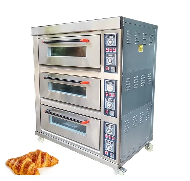 3 deck 6 trays commercial kitchen oven bakery machine equipment baking bread cake