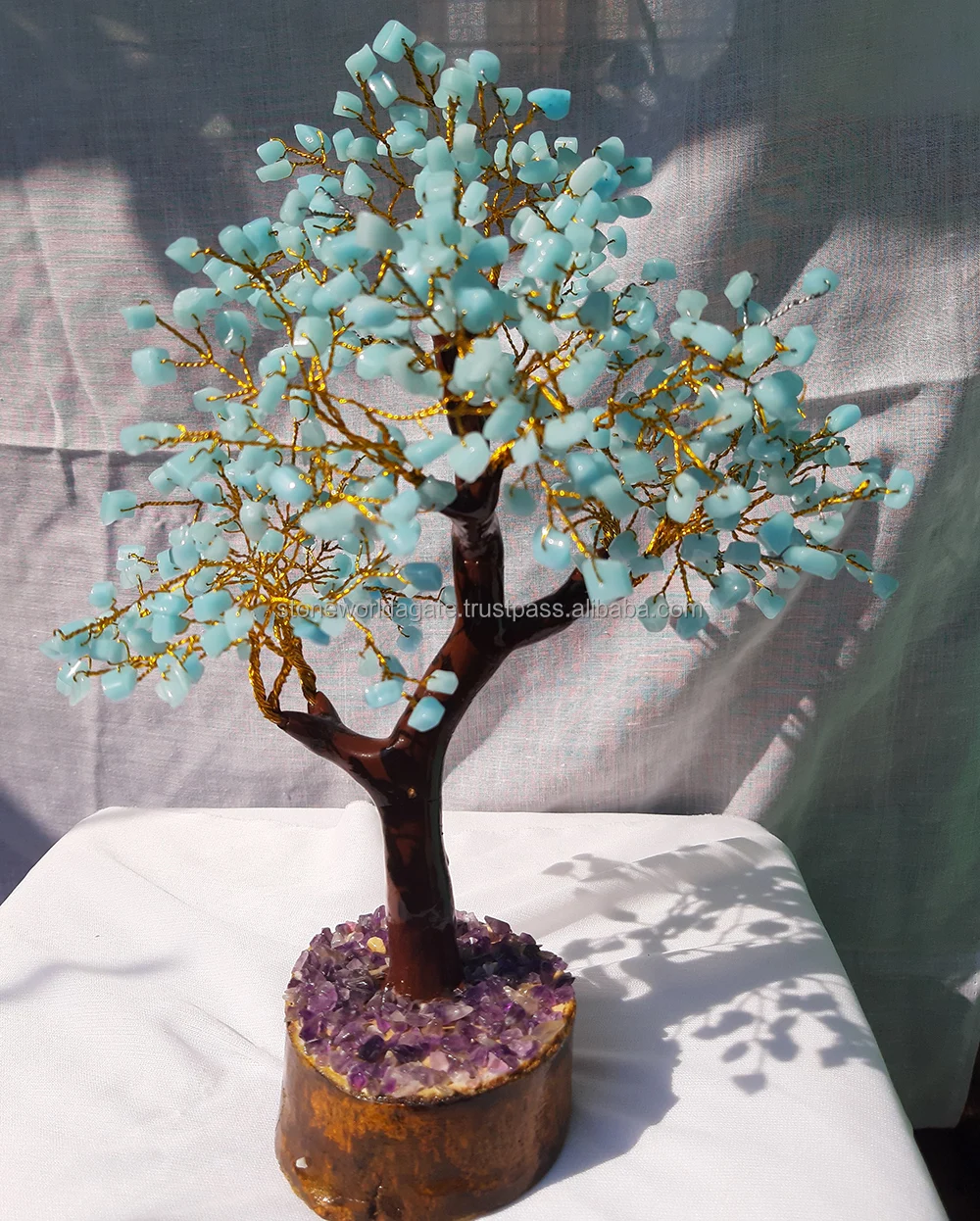 
Turquoise Gemstone Tree ,Blue Onyx Chips Beads Tree Customize Gemstone Chips Beads Tree For Home Decoration and gifts 