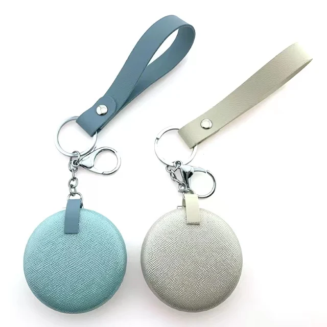 Оптовая продажа круглое двухстороннее зеркало для макияжа с цепочкой ключей и шнурком