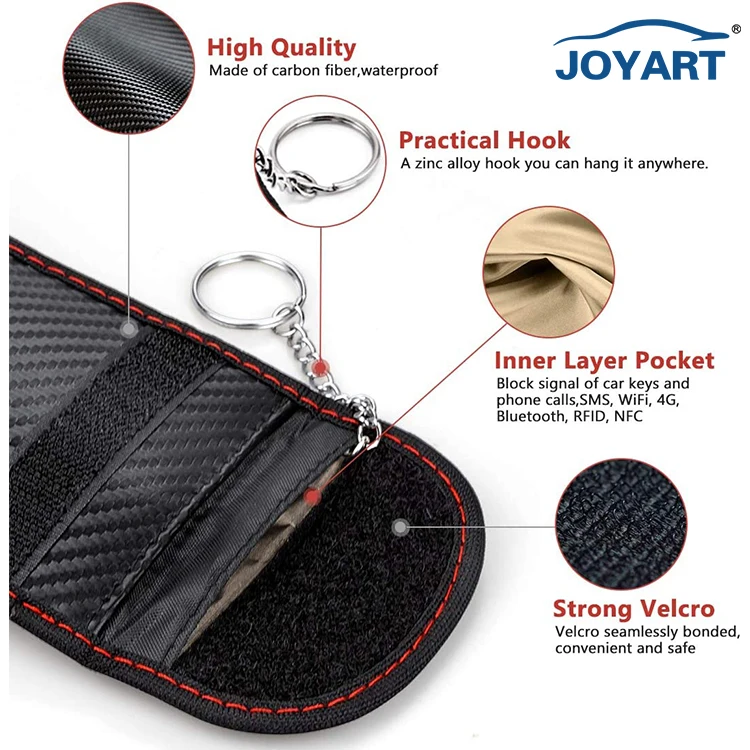 Signal blocking Car Key Case with key hook leather Signal Blocking Case car theft Pouch Faraday Bag