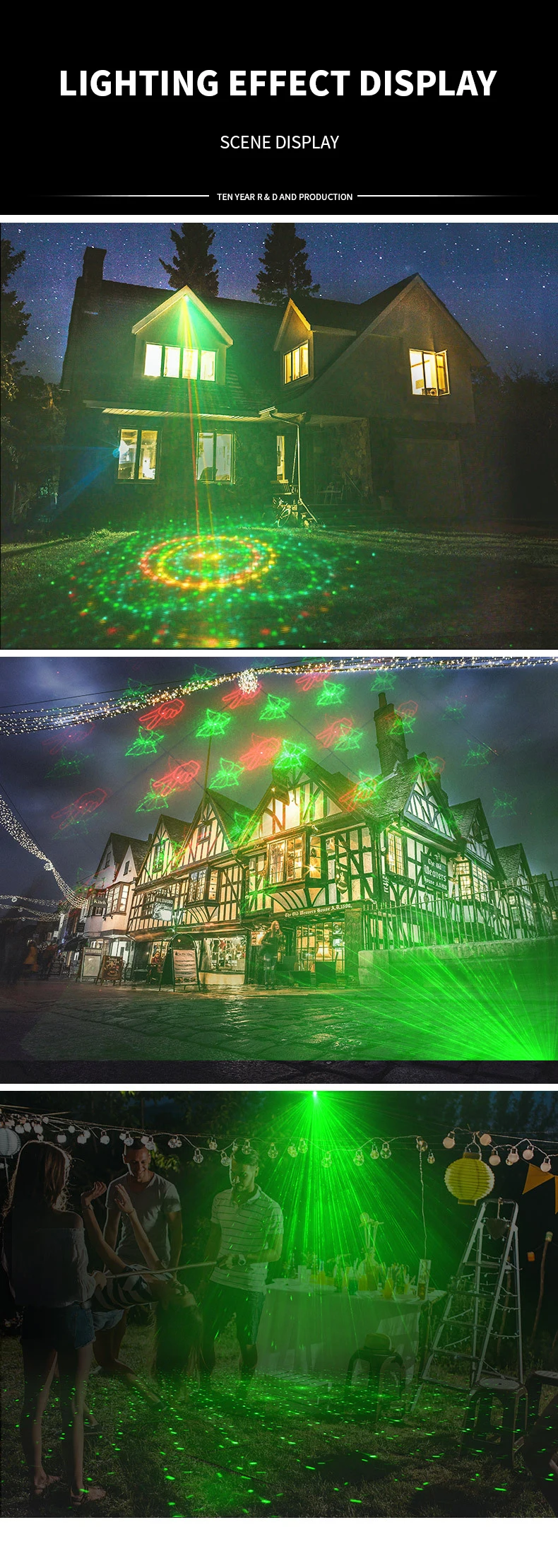 Christmas Projector Lights Outdoor, Waterproof Christmas Laser Lights Landscape Spotlight Decorative Stage Lights