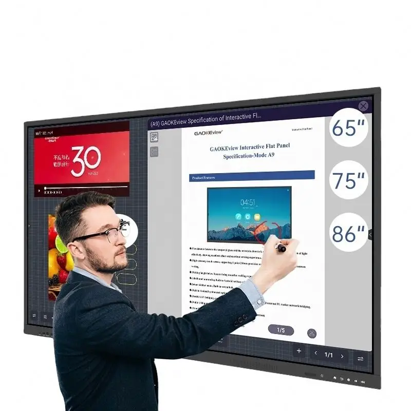 55 65 75 86 98 110 Inch Interactive Panel Interact Flat Whiteboard Smart Board for Teaching