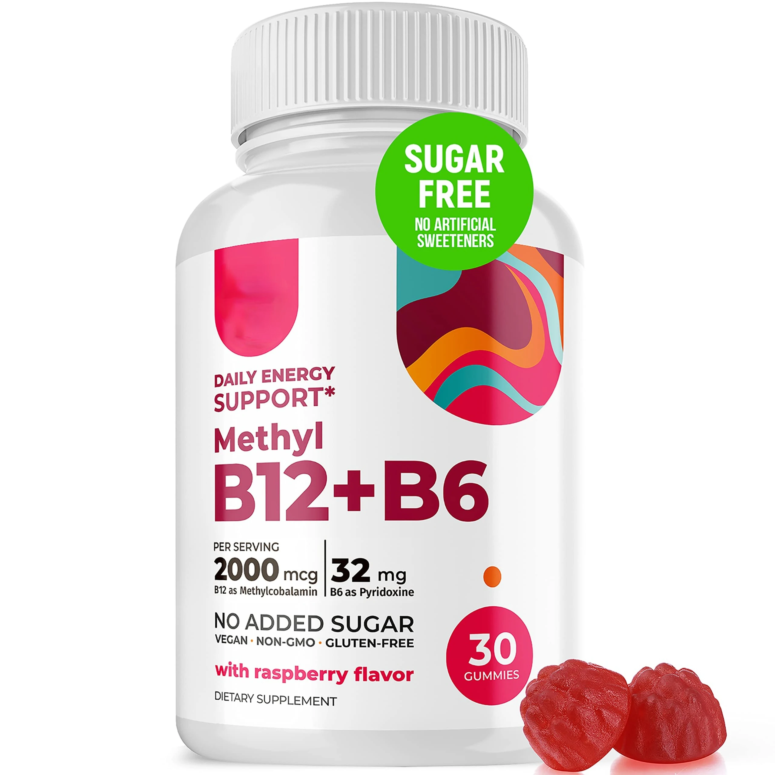 Custom Private Label Vitamin B6 B12 Gummies 2000 mcg Methyl B12 Brain Nerve System Energy Support Multivitamin Supplements