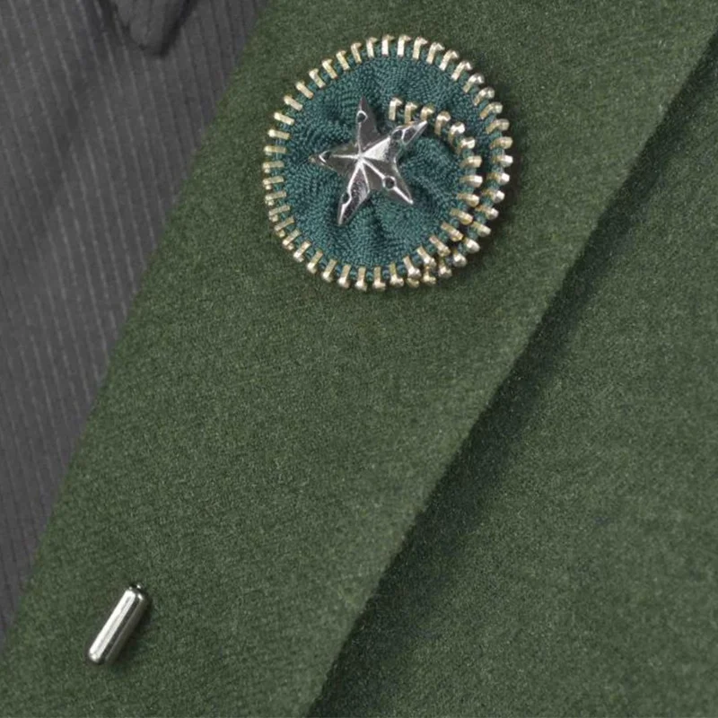 special design funny handmade zipper star flower brooch lapel pin for mens suits