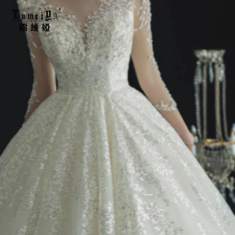 Puff Sleeves Satin Bridal Wedding Dress Muslim Mermaid Bridal Gowns Wedding Dress Champagne Wedding Gowns Dresses Bridal