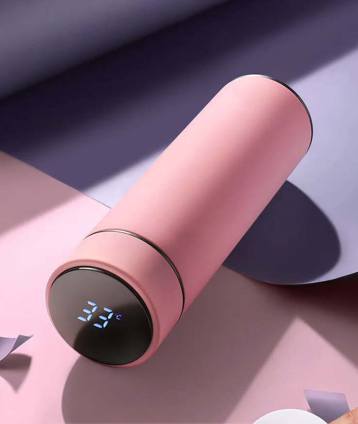 Creative macaron gift custom logo solid color intelligent temperature measuring stainless steel thermos cup