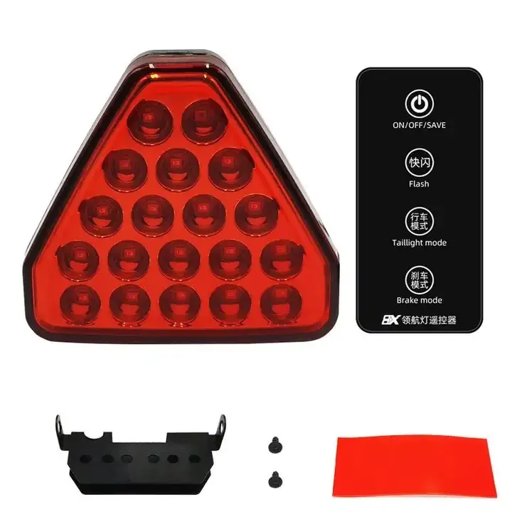 NEW Car LED Brake Light 12V Red Triangle F1 Style Tail Light Strobe Parking Warning Light Anti-collision Lamp for Car Truck RV