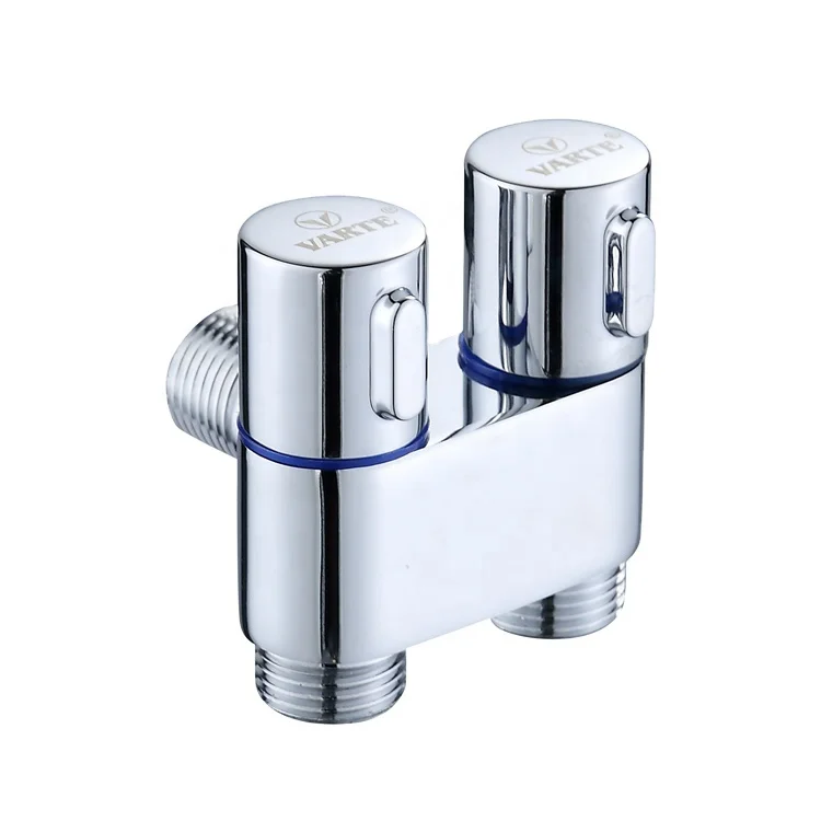 Double  outlet  with  high  standard   chrome plated  with  polish  brass  angle valve