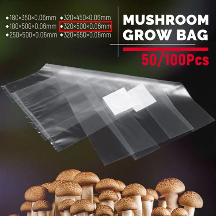 20 wide 50 length 12 high 50 pcs  pack Polypropylene Mushroom Filter Bag pp  Mushroom grow bags