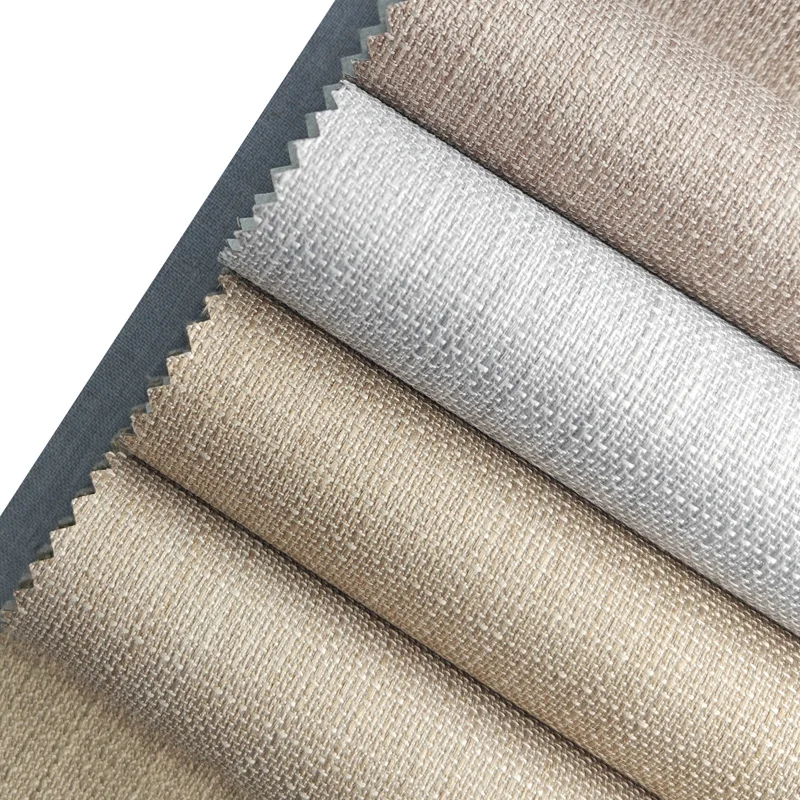 Jacquard Style Satin Blackout Bonded Fabric with FR Lining Blackout Curtain in Beige and Grey for Hotels Coated Fireproof