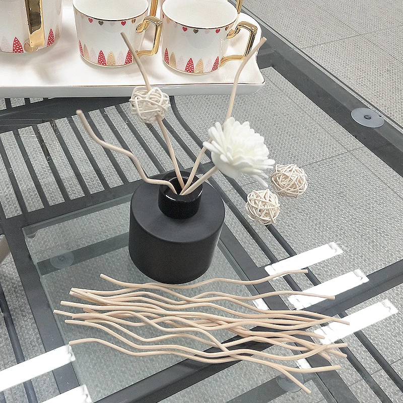 custom design decorative hotel curled rattan wooden flower reed diffuser sticks