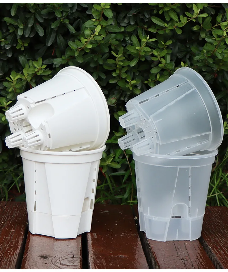 High Quality Transparent and White Garden Plant Orchid Pots Clear Plastic Flower Planter Self Watering Pot For Home Balcony