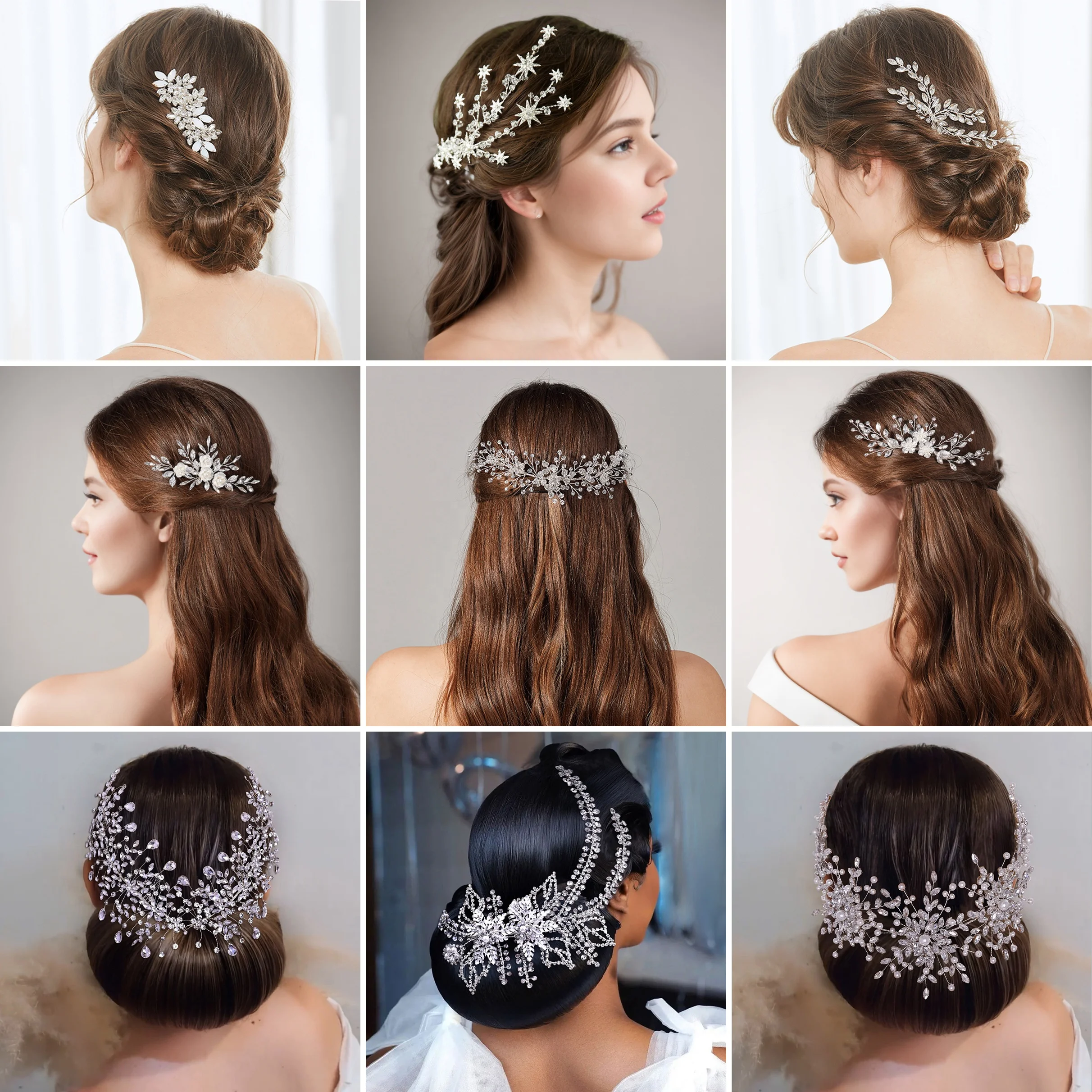 Handmade Rhinestone Bridal Hair Accessories Wedding Luxury Headpiece Women Hair Comb Pins Tiara