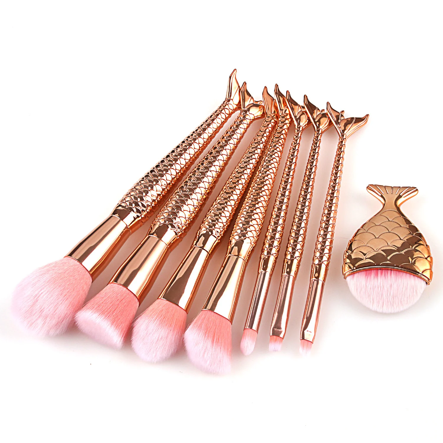 11pcs fish tail plastic handle Powder paint eye shadow brush beauty makeup tool makeup brush