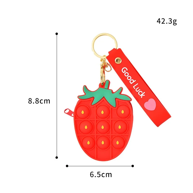 2021 миниатюрный пузырьковый сенсорный портативный кошелек в виде клубники, чехол для наушников, фиджет-брелок, игрушки, кошелек для монет