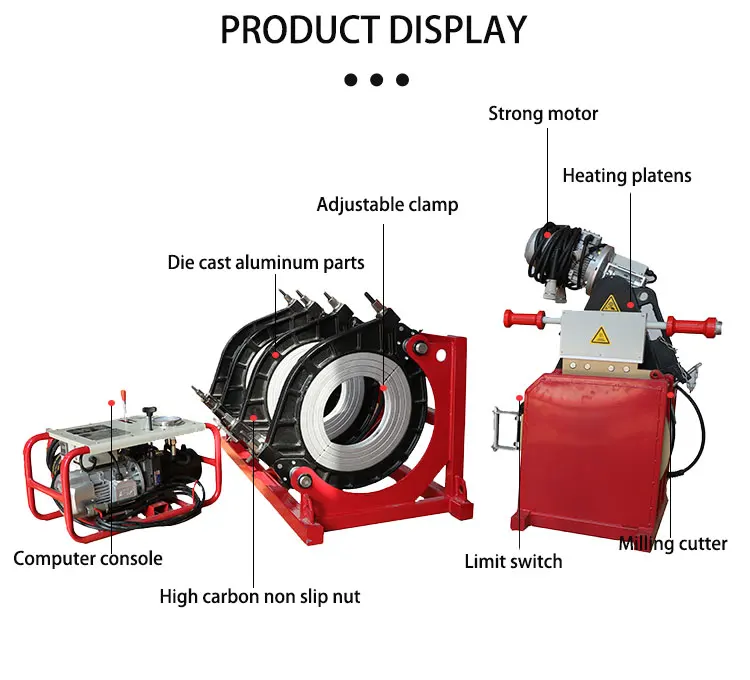 BADA hdpe  maquina termofusion de 280 a 450 mm 315mm 355mm 400mm maquina termofusora hdpe soldadura a tope