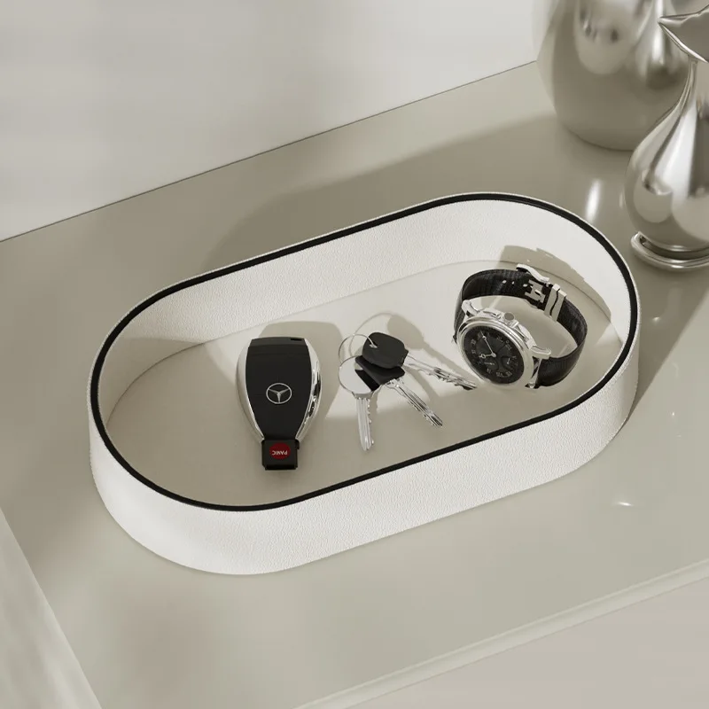 Desktop PU leather storage organizer remote control sundries key storage box tissue paper box makeup brush tube storage cases