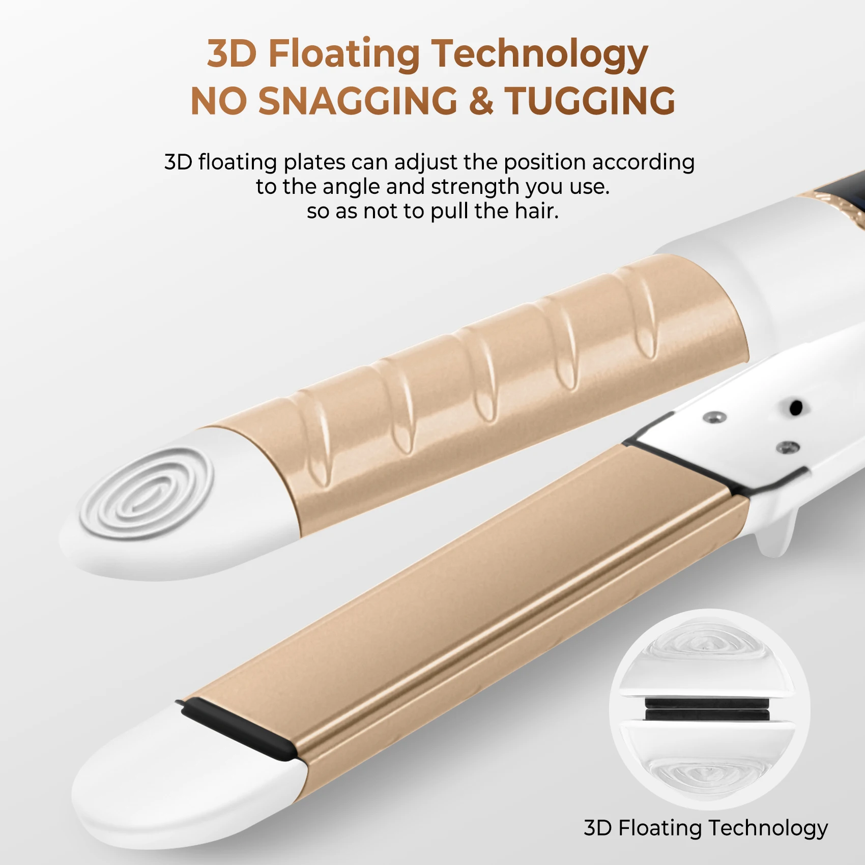3D floating splint hair straightener Rotary switch temperature control hair curler 2 in 1 hair curling straightener