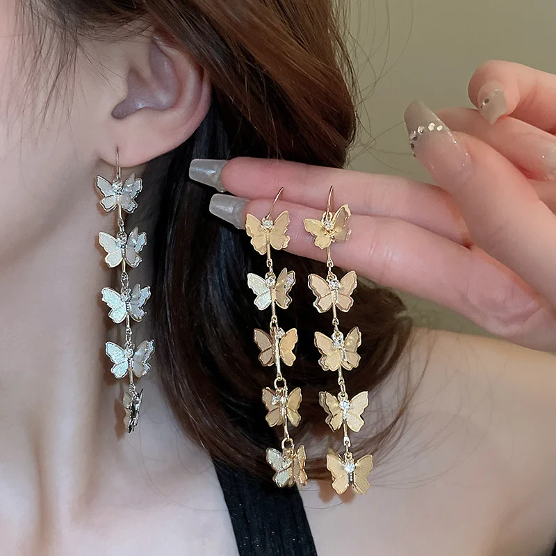 Женские серьги с подвеской в виде бабочки