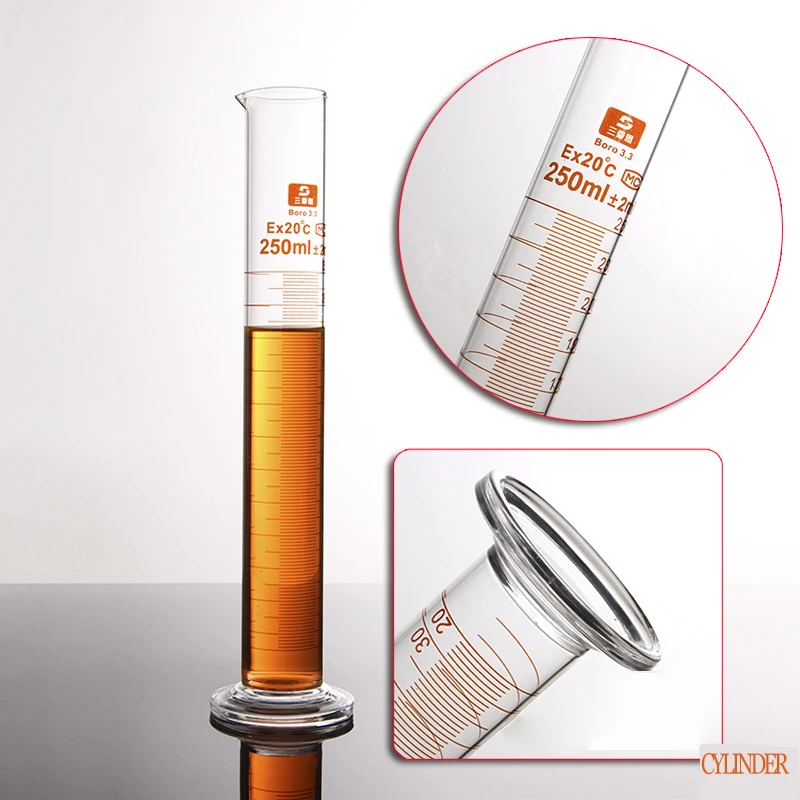 Lab Supplies  Borosilicate Glass Graduated Measuring Cylinders  Precise Safe Durable Graduated Cylinders with Round Base