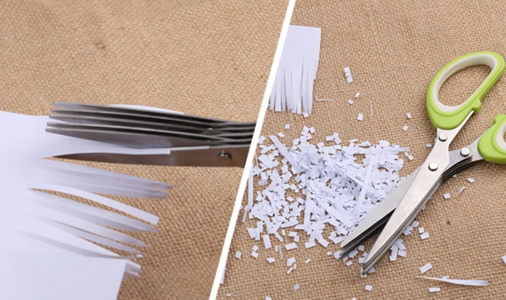 Multi-Layers KItchen Scissors Scallion Cutter Herb Laver Spices Cook Tool Cut Multifunctional 5 Layers Stainless Steel Knives