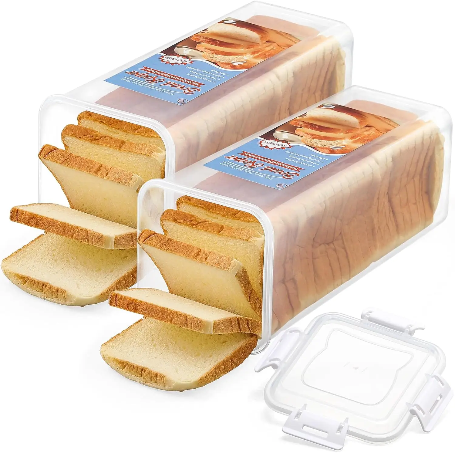 OEM Fresh Bread Storage Container Loaf Storage Dispenser Plastic Sandwich Bread Keeper Bread Box with Airtight Lid