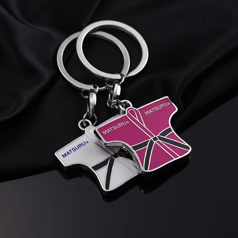 Custom hard enamel sliver metal Judo souvenir keychains no minimum