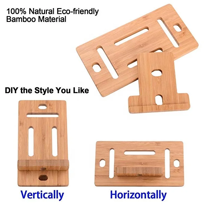 
Desktop adjustable universal natural bamboo tablet mobile cell phone stand holder 