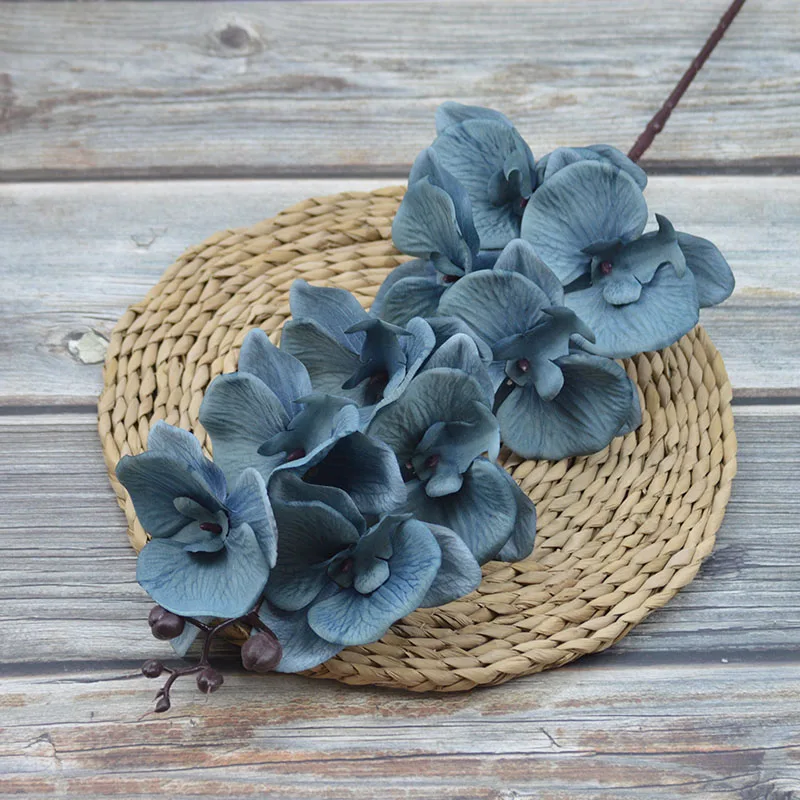 Real Touch Flowers Decoration 9 Heads Artificial Phalaenopsis Orchids