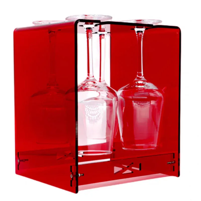 Bar acrylic wine champagne bottle display stand wine glasses cups holder acrylic wine rack cup holder