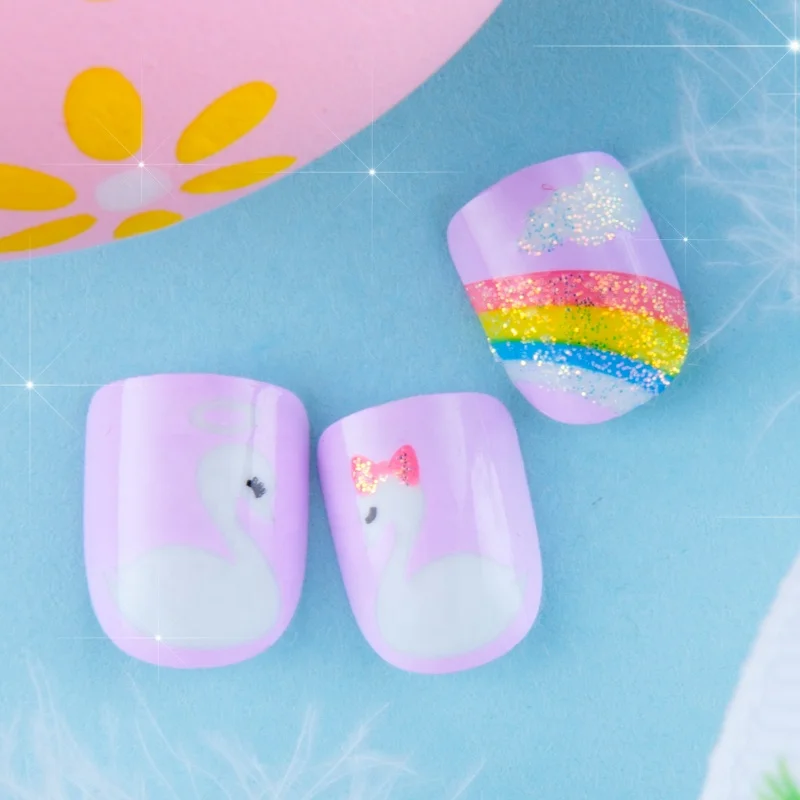 Nail Supplier Wholesale Price Kids Children Cute Designed Tips Safe Material Press on Nail Faux Ongles
