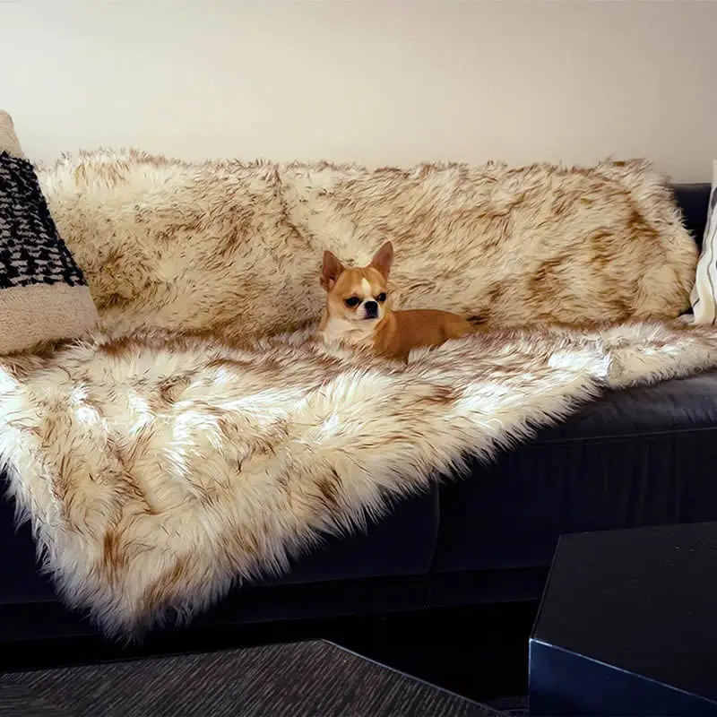 Wholesale Double plush Luxury Leopard Print Design PV Faux Fur blanket Throw Soft Comfort fur Blankets for winter bed sofa