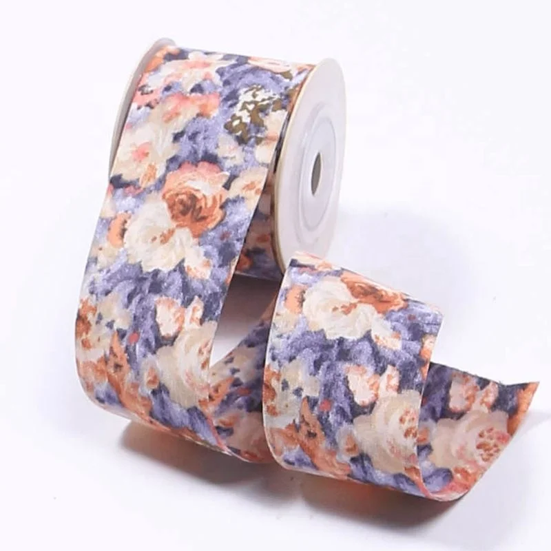 Vintage Oil painting  ribbon DIY tie-dye collar flower bow handmade hair accessories hair bows flowers gift packaging decoration