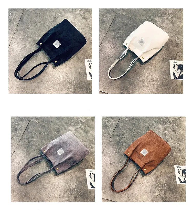 
Hot sell designer handbag and shoulder bag eco friendly corduroy tote bag Canvas hand bag 