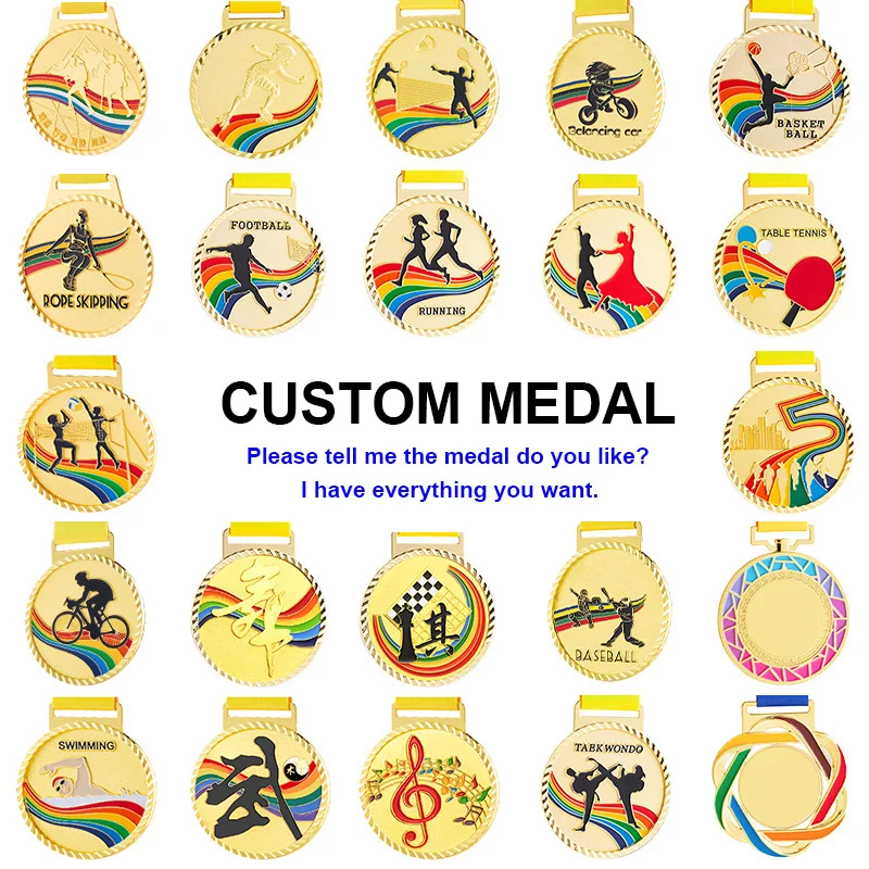 Medal Manufacturer Wholesale Custom Sublimation Blank Metal Gold Award Trophies and Medals Sports Custom Karate Taekwondo Medals