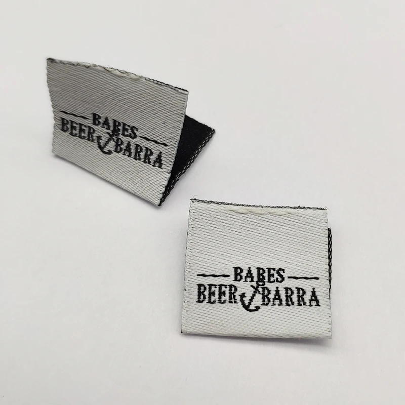 Wholesale Brand Name Custom High Density Woven Label Satin Dress Bags Shoes Technics Item Fold  Color Design Feature Eco