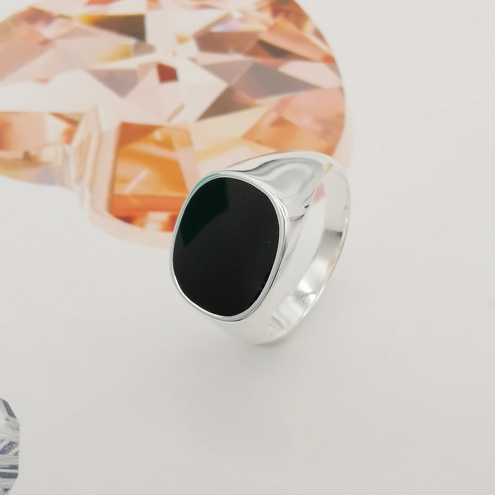 Classic Design 925 Sterling Silver Black Men Ring Jewelry