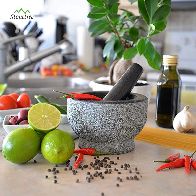 natural granite mortar and pestle