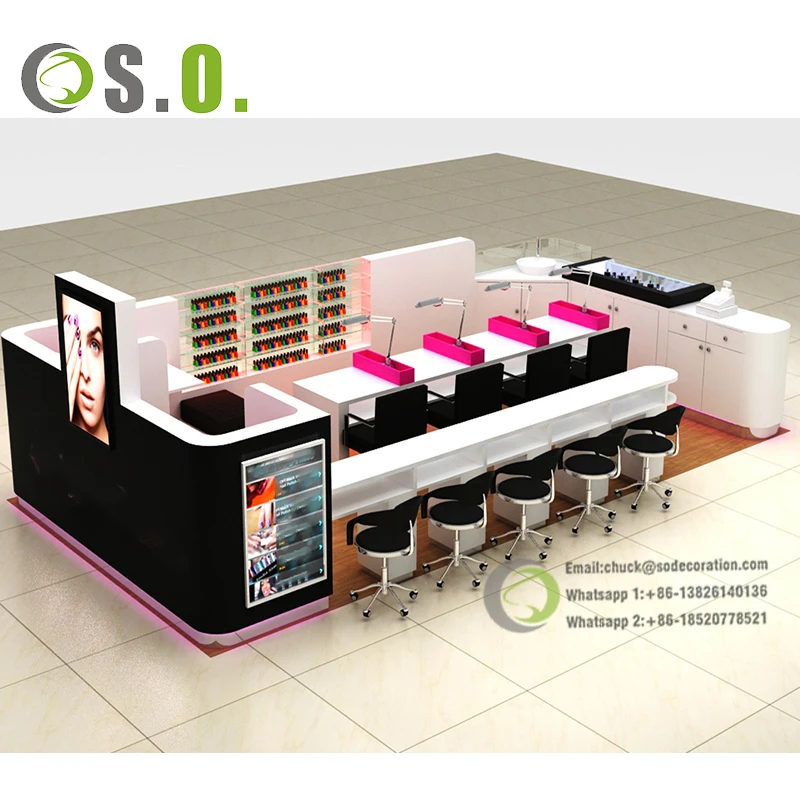 Factory Direct Sale Nail Bar Kiosk Beauty Bar Kiosk Modern Design Nail Bar Kiosk For Manicure
