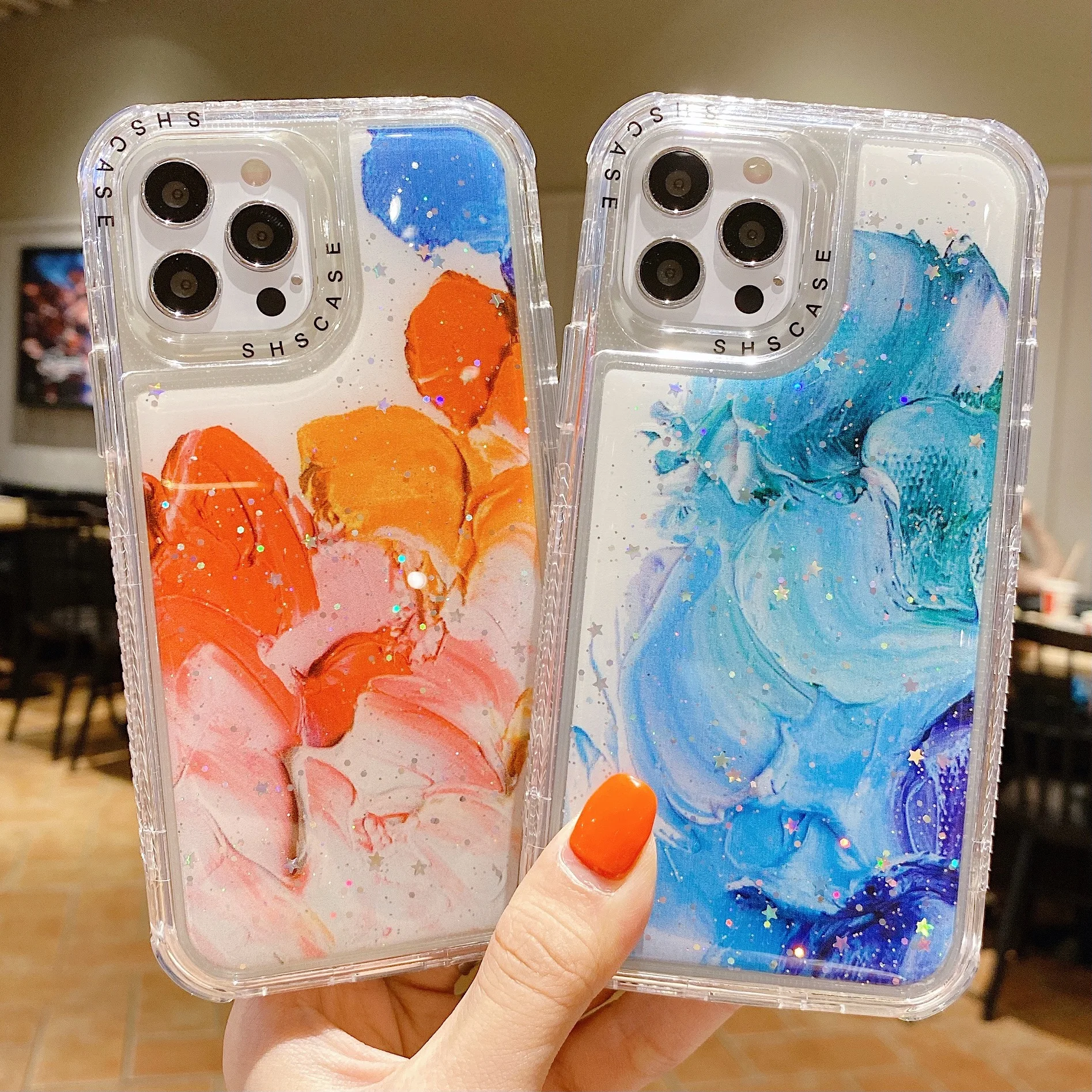 Colourful hot sale glitter anti-shock designer phone case 360 3 in 1 SHS case mobile phone cover for samsung galaxy s 22 ultra