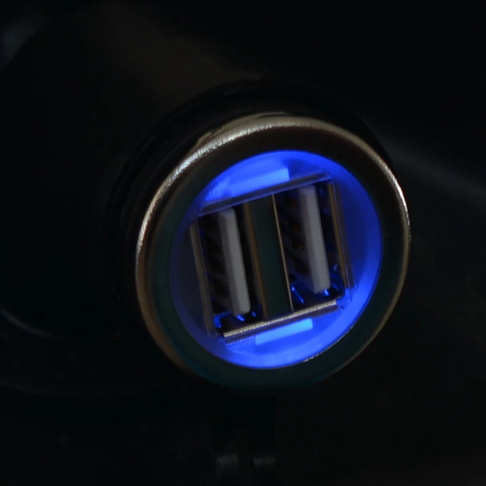 Angled Dual USB 3.3A Output Power Adapter Charger Hella DIN EU Plug Socket Black for Motorcycle