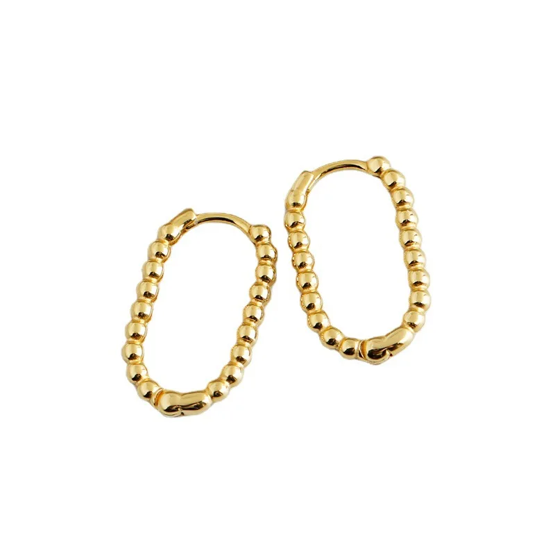 High Quality New Simple Design S925 Sterling Silver Beads Hoop 925 Silver Earrings For Women