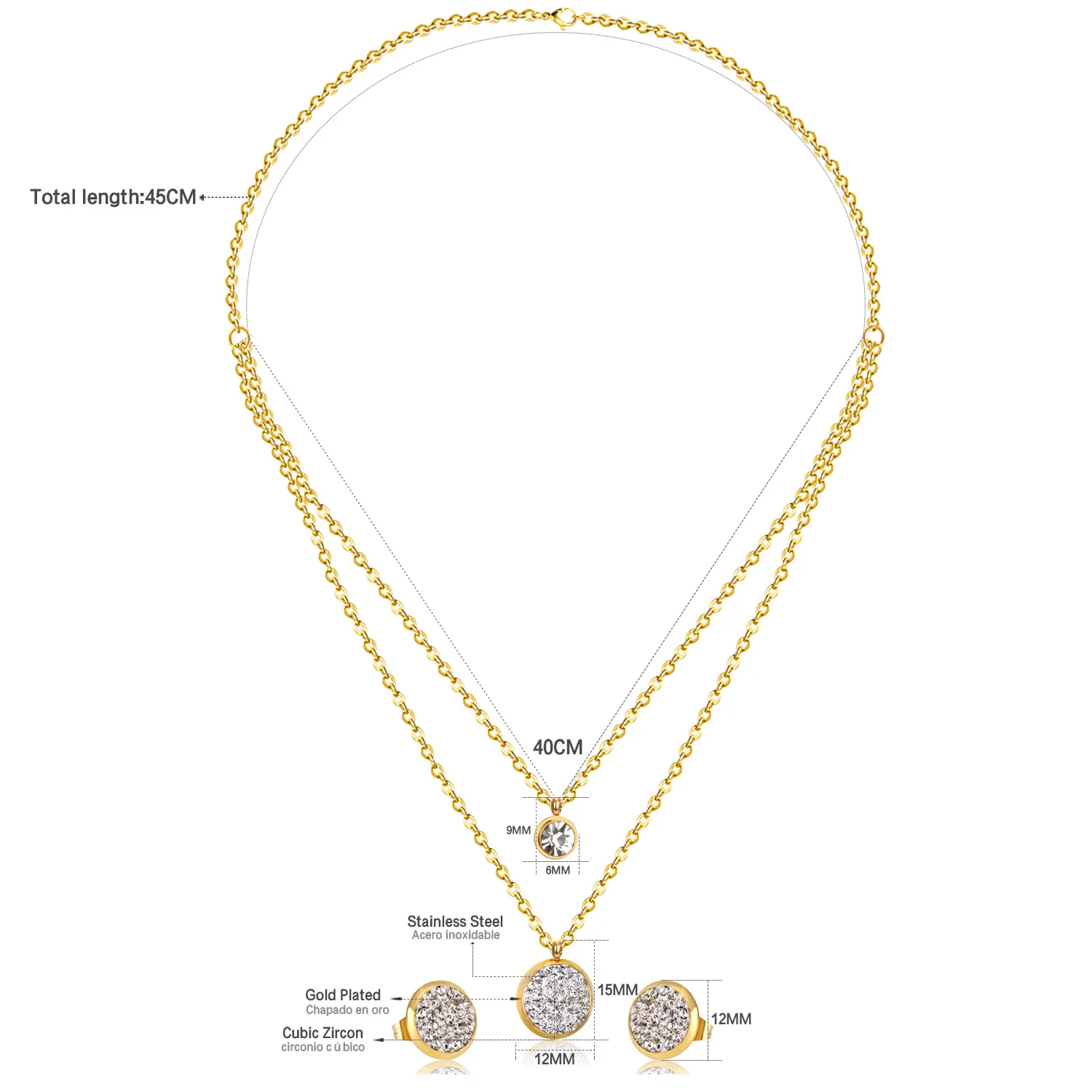 Cheap Price Fashion Jewelry Set Best Quality Cutting Earings Jewelry Women Gold Plated Stainless Steel Jewelry Sets