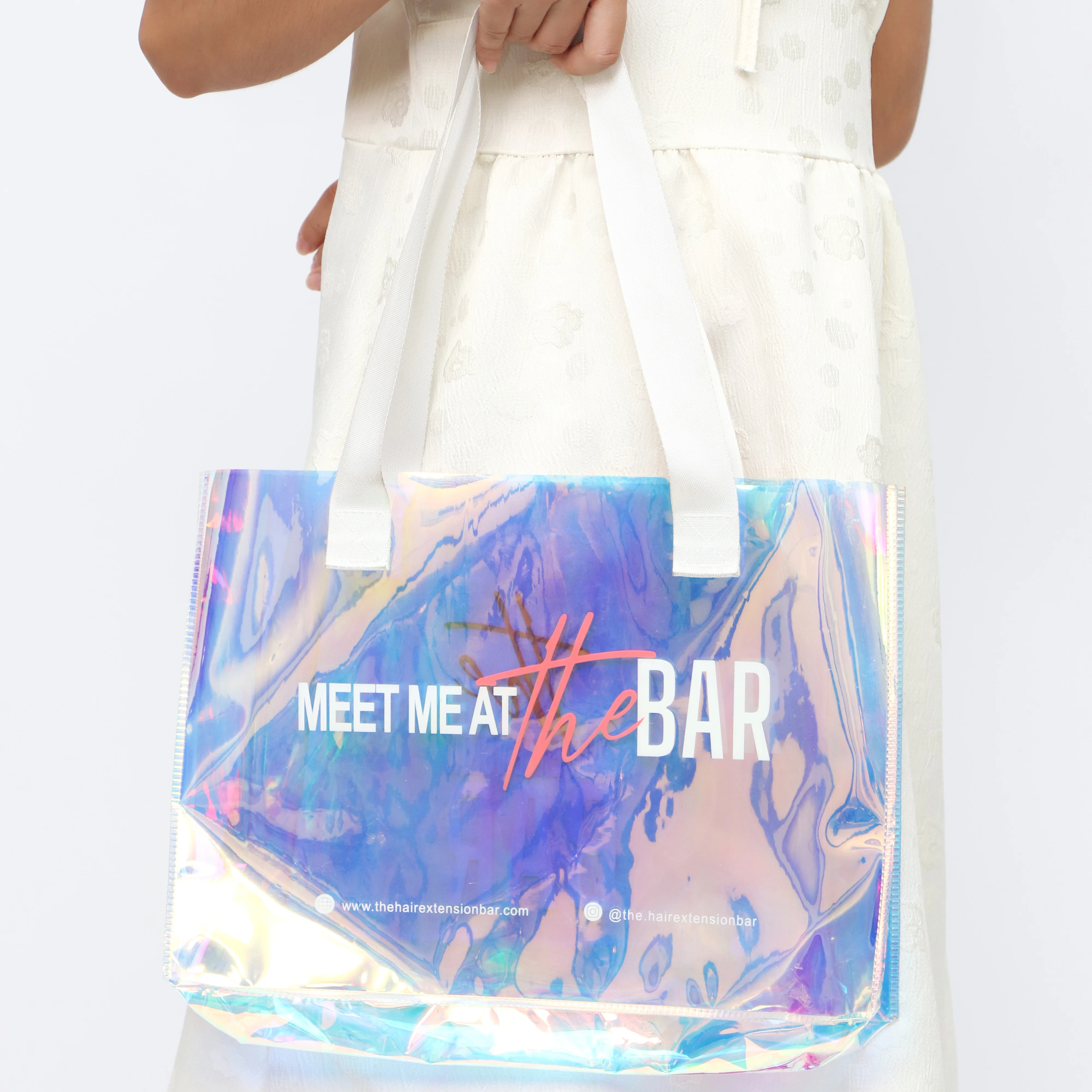 novel unique style shiny bag custom logo large capacity pvc holographic tote bag