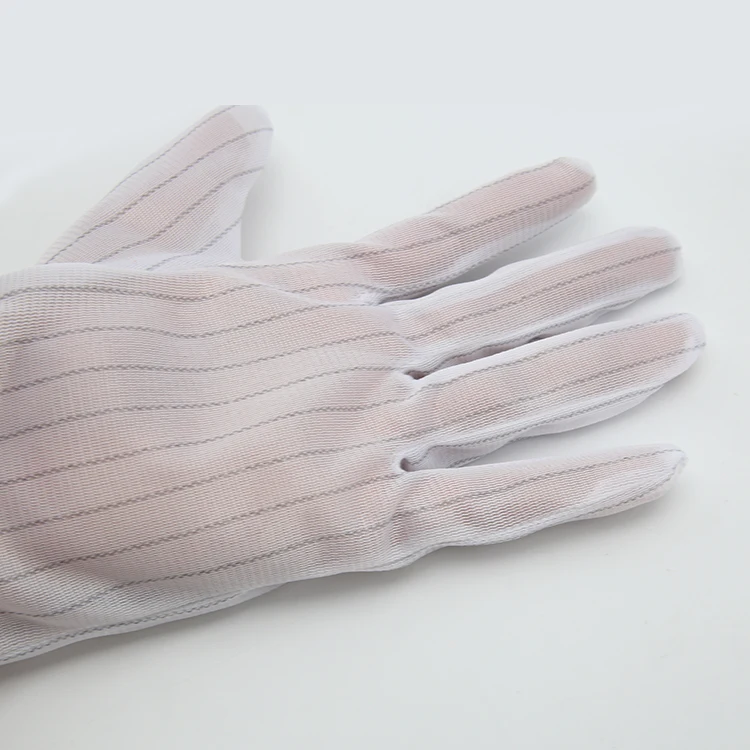 
high quality Clean room ESD Anti-static striped gloves with double-sided 