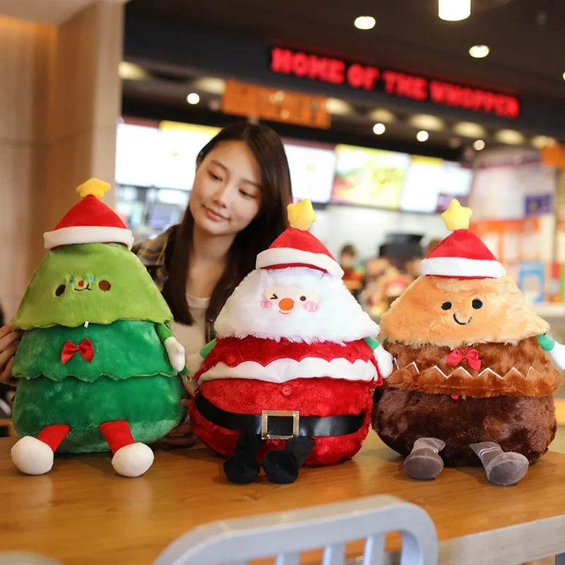 2024 New Creative Baby Toys Christmas Gingerbread Man Santa Claus Pillow Lighted Electric Christmas Tree Plush Children Toys